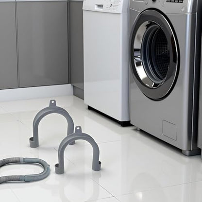2Pcs Gray Plastic U-Shape Washing Machine Drain Hose Holder - Secure & Organize Drain Hose, 2 Pack