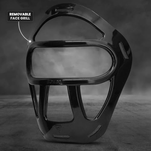 RDX Boxing Headgear MMA Muay Thai, Removable Face Grill, Head Gear for Sparring Grappling Martial Arts Kickboxing Taekwondo Karate BJJ Training - color: Black, size: Medium
