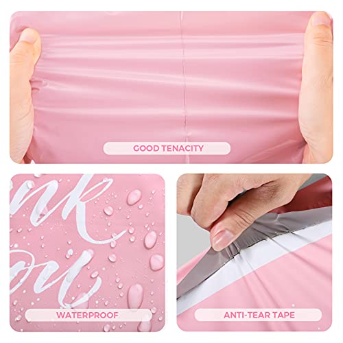 Metronic Thank You Poly Mailers 14.5x19 50 Pcs, Easy to Carry Shipping Bags with Handle, Self Seal Mailers Poly Bags for Small Business Packing and Shipping, Large Package Bags Mailing Bags, Pink - color: Pink, size: 14.5X19" 50PC