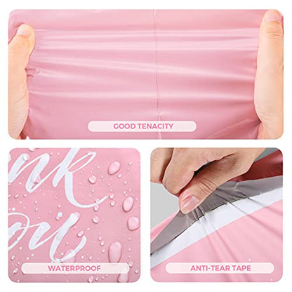 Metronic Thank You Poly Mailers 14.5x19 50 Pcs, Easy to Carry Shipping Bags with Handle, Self Seal Mailers Poly Bags for Small Business Packing and Shipping, Large Package Bags Mailing Bags, Pink - color: Pink, size: 14.5X19" 50PC