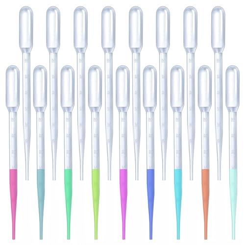 3ML Dropper Pipettes Essential Oil Transfer, Eye Dropper,Disposable Plastic Eye Dropper for Science Experiments, Crafting, Makeup Tool (30)