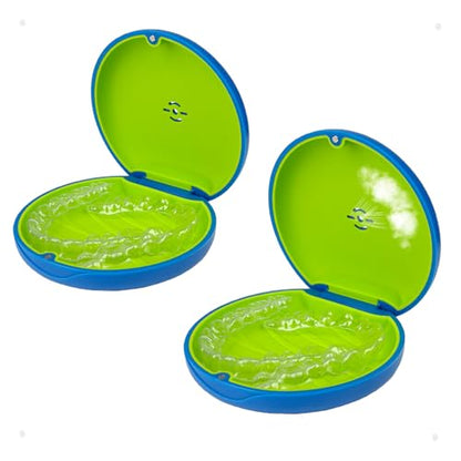 2 Pack Retainer Case with Vent Hole, Compatible with Invisalign - color: Blue Green
