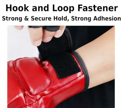 MMA Gloves Grappling Sparring, Mixed Martial Arts Mitts Men Women Boxing Gloves, Combat Sports Training, Muay Thai, Kickboxing, Open Palm Training Gloves for Grappling - color: Red