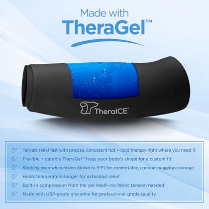 TheraICE Knee Ice Pack Wrap PRO, Knee Brace Compression Sleeve, FocusZone | Reusable Gel Cold Therapy for Meniscus, ACL, MCL & Surgery Recovery, Extra Cooling and Pressure Relief for Women and Men - size: X-Large, style: PRO