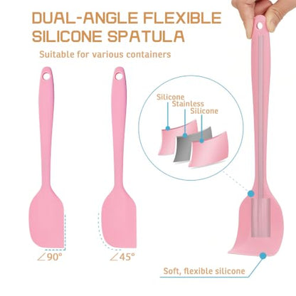 Silicone Spatula, 11 inch Large Rubber Spatulas Heat Resistant Non-Stick Flexible Kitchen Spatulas with Stainless Steel Core Scraper for Cooking, Baking, Mixing Tool (4-Piece)