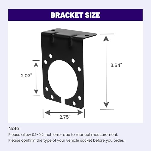 7 Way RV Blade Trailer Socket Mounting Bracket, Metal Mounting Bracket for General Use, Metal Hardware Screws and Nuts Included