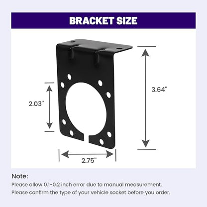 7 Way RV Blade Trailer Socket Mounting Bracket, Metal Mounting Bracket for General Use, Metal Hardware Screws and Nuts Included