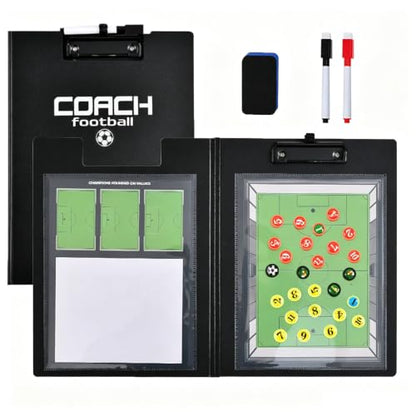 Magnetic Soccer Coaching Board, Double-Sided Dry Erase Soccer Tactics Clipboard for Coaches, Portable Soccer Whiteboard with Magnets, Marker Pen, Eraser for Coaching and Match Strategy - size: Upgraded Set