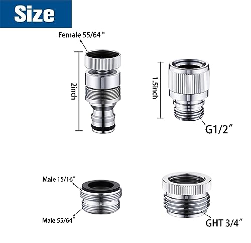 Sink Faucet Quick Connector Faucet to Garden Hose Adapter Dishwasher Washer Snap Coupling Adapter, for Bathroom, kitchen, Garden, Shower Hose, Pet Bathing