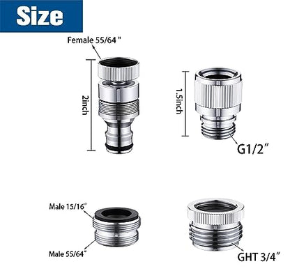 Sink Faucet Quick Connector Faucet to Garden Hose Adapter Dishwasher Washer Snap Coupling Adapter, for Bathroom, kitchen, Garden, Shower Hose, Pet Bathing