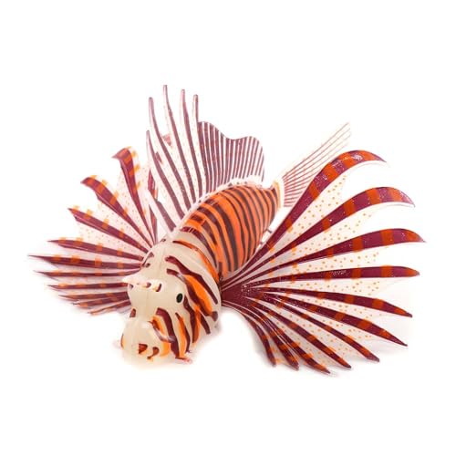 Fish Tank Landscape Ocean Tropical Fish Underwater Ornaments Lionfish Simulation Fish Aquatic Pet Supplies(A,Brown)