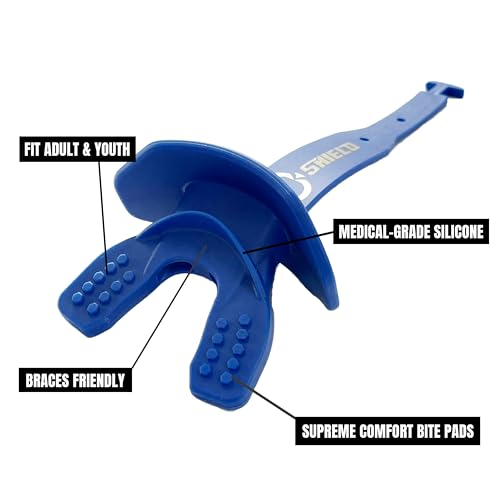 O Shield Striker Football Lip Guard with Permanent Strap - color: Royal Blue