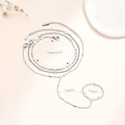 18K Gold Plated Small Cross Bracelet for Women | Tiny Cute Cross Bracelets | Beaded Bracelet | Hip Hop Knot | Hand Chain Bracelets | Gold Jewelry Gifts for Women - color: Silver Hand Chain 1#