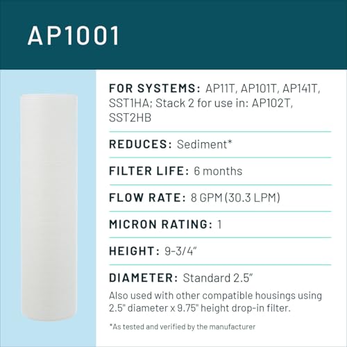 3M Aqua-Pure Whole House Standard Sump Replacement Water Filter Drop-in Cartridge AP1001, 5566601 - style: AP1001, 1 micron sediment