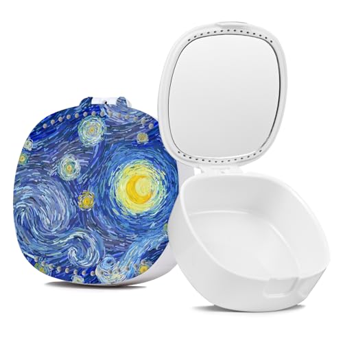 Retainer Case with Mirror & Ventilation Holes - Night Guard & Orthodontic Aligner Case, Blue Star - color: Blue Star