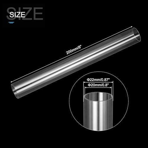 MECCANIXITY Clear Storage Tube 20x22mm Small Plastic Round Tubing with Caps Rigid Bottle Container 200mm/8 Inch for Item Stored