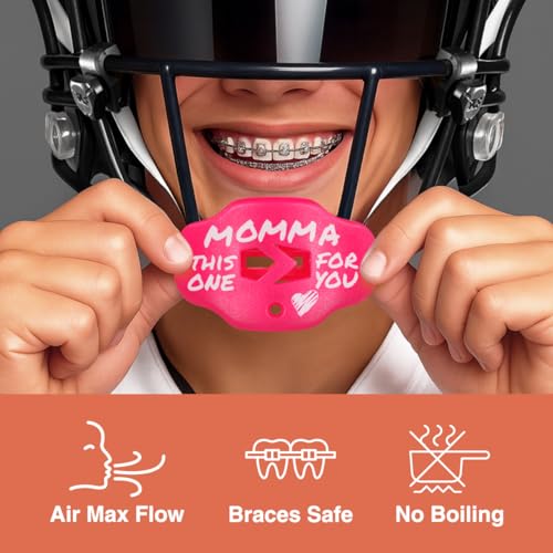 SLEEFS Classic Football Mouthguard with Bold Designs and Removable Strap - color: Momma Pink