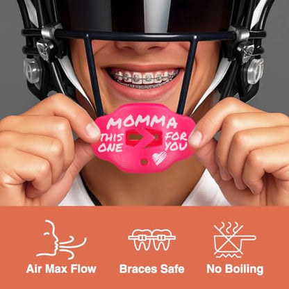 SLEEFS Classic Football Mouthguard with Bold Designs and Removable Strap - color: Momma Pink
