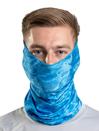 Aqua Design Fishing Hunting Masks Neck Gaiter: Men and Youth UPF 50+ Sun Mask Protection: Camo Face Cover Balaclava Bandana - color: Royal Ripple, size: X-Small