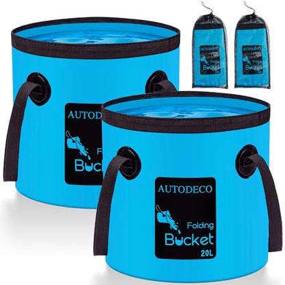 5 Gallon Collapsible Bucket Water Container Portable Wash Basin for Fishing Camping Car Washing Hiking 20L - color: Blue