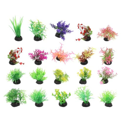 DOITOOL 40 Pcs Artificial Aquarium Plants Mini Water Grass Decorations for Fish Tanks Soft Plastic Aquatic Adornments for Betta and Small Fish Eco-Friendly Tank Supplies