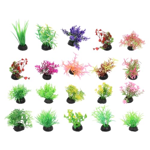 DOITOOL 40 Pcs Artificial Aquarium Plants Mini Water Grass Decorations for Fish Tanks Soft Plastic Aquatic Adornments for Betta and Small Fish Eco-Friendly Tank Supplies