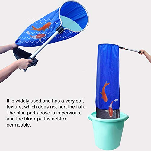 Fishing Net, Aquarium Soft Fishing Net Long Knotless Netting Koi Tansfer Mesh for Medium Large Fish(Diameter 40CM, Handle 50CM) - size: Diameter 40CM, handle 50CM