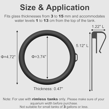 Clip On Fish Feeding Ring, Floating Aquarium Feeder, Non-Shedding Fish Food Holder for Betta Goldfish Guppy Turtle - color: Black