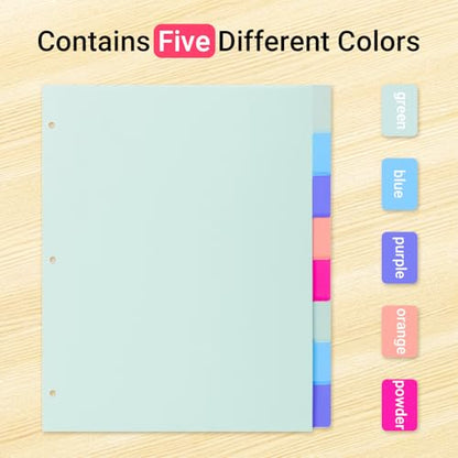 8 Tabs Durable Plastic Write & Erase Large Tabs Dividers for 3 Ring Binders, Rectangle Binder Dividers with Sticker for Study, Teacher, Office, Home Organizers (Multi A, 3 Set (24 Tab))