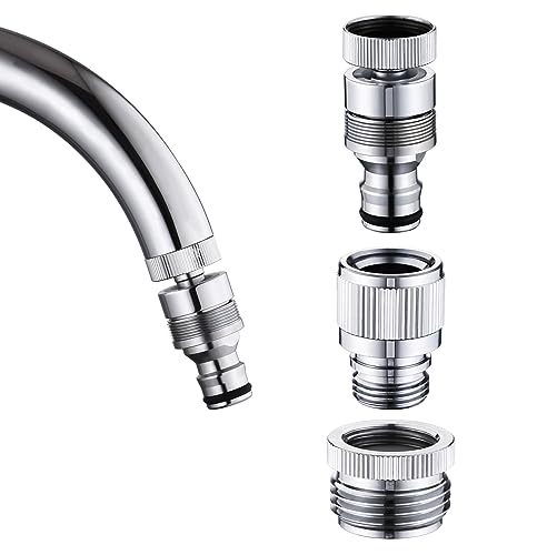 Sink Faucet Quick Connector Faucet to Garden Hose Adapter Dishwasher Washer Snap Coupling Adapter, for Bathroom, kitchen, Garden, Shower Hose, Pet Bathing