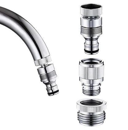 Sink Faucet Quick Connector Faucet to Garden Hose Adapter Dishwasher Washer Snap Coupling Adapter, for Bathroom, kitchen, Garden, Shower Hose, Pet Bathing