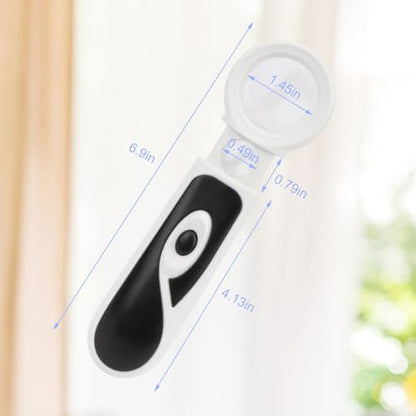 Rongon Magnifying Glass with Light 8X 20X Retractable Pocket Magnifier Loupe Handheld Magnifier for Seniors 2 LED Lights HD Lens for Reading, Jewelry, Coins Inspection, Hobby Travel