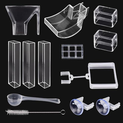 Shrimp Feeding Dish Set, Aquarium Fish Shrimps Feeder Set, Transparent Shrimp Feedings Tube, Fish Tank Feedings Supplies with Feeding Ring Cleaning Brush for Fishs Tank Aquarium (Clear)
