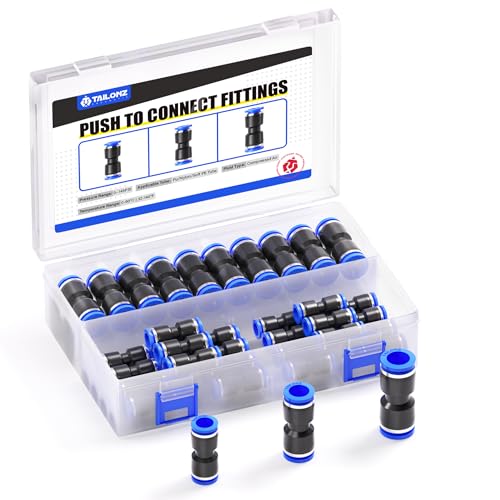 TAILONZ PNEUMATIC 30 pcs Straight Push Connectors Plastic Quick Release Connectors Air Line Fittings for 1/4 5/16 3/8 Tube (2 Way) - size: 1/4''OD/5/16''OD/3/8''OD, style: 30PCS