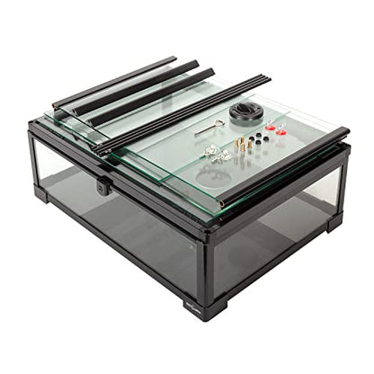 REPTIZOO 45 Gallon Glass Reptile Terrarium 24" x 18" x 24" Knock-Down Reptile Tank with Double Hinge Door and Top Screen Ventilation Easy Assembly Terrarium