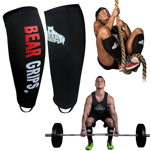 Bear Grips Deadlift Shin Guards - Breathable Gym Equipment Rope Climbing Shin Guard for Men and Women - Injury Prevention Calf Support Shin Guard Sleeves for Ultimate Shin Protection - color: Black, size: Medium