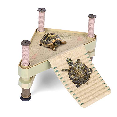 Ejoyous Floating Turtle Pier Basking Platform - Dock Frogs Reptile Floating Platform Aquarium Fish Tank Underwater Landscaping with Ladder Aquarium Tank Accessory