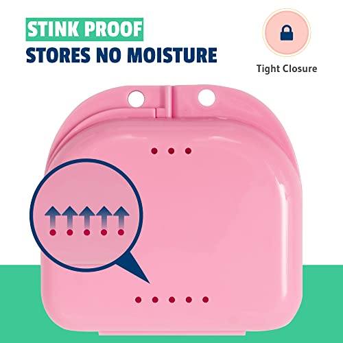 Retainer Case 2 Pack, Vented Mouth Guard & Aligner Case Holder - color: Pink, size: Pack of 2