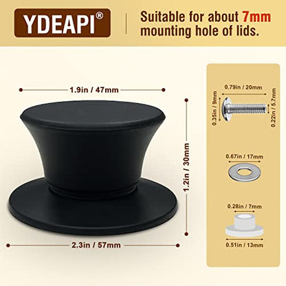 Universal Pot Lid Replacement Knobs, Ydeapi Silicone Pan Lid Holding Handles, Heat Resistant, Non-Slip Handle for Kitchen Cookware Lids and Covers (2 Packs)