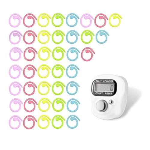 51PCS Metal Stitch Markers & Electronic Finger Counters Kit for Crocheting - color: White