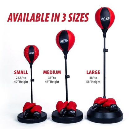 Punching Bag for Kids & Boxing Gloves Set - Adjustable Freestanding Speed Bag with Spring-Loaded Stand, Junior Boxing Gloves & Hand Pump - Portable, Easy Assembly for Boys, Teens, Toddlers Ages 4+ - size: Large