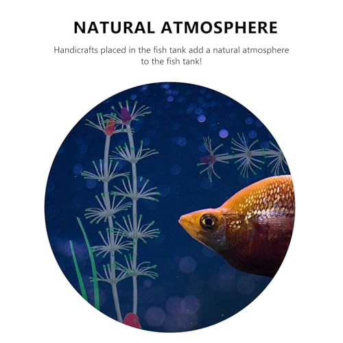 WOONEKY Artificial Silicone Aquarium Water Grass Fluorescent Greenery Fish Tank Decor Realistic Underwater Plant Landscape Prop for Freshwater Tanks
