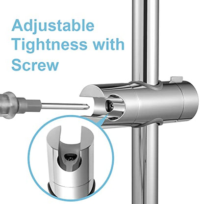 OFFO Shower Head Holder for Slide Bar Adjustable 0.71-1.00 in(18-25 mm) O.D, Adjustable Holder for Slide Bar Slider Clamp Bathroom Replacement, 360 Degree Rotation Sprayer Holder, Chrome Plated
