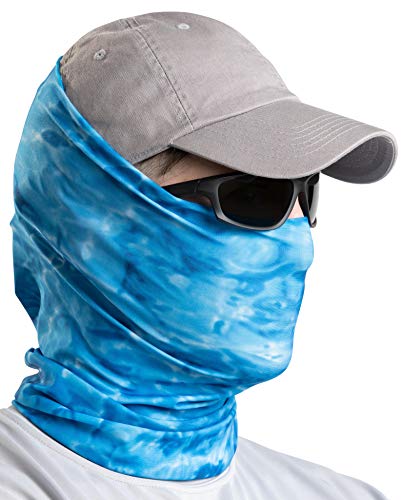 Aqua Design Fishing Hunting Masks Neck Gaiter: Men and Youth UPF 50+ Sun Mask Protection: Camo Face Cover Balaclava Bandana - color: Royal Ripple, size: X-Small