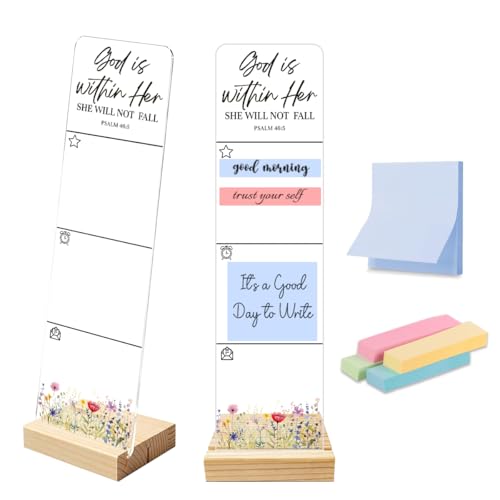 Sticky Notes Monitor Memo Board with Removable Wooden Base God is Within Her She Will Not Fall Portable Acrylic Sticky Note Holder Message Board Sign Bonus 200 Sheets Sticky Notes Office Desk