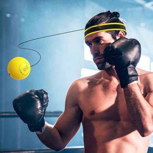 Reflex Ball Headband Multifunctional Fun Effective Hand Eye Coordination - color: Yellow ball