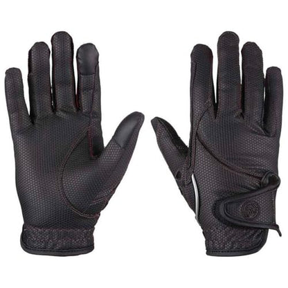 Ovation Unisex Tek-Flex Riding Gloves | Durable All-Season Leather Gloves with Touch Screen and Hook & Loop Wrist Closure - color: Black/Black, size: Medium