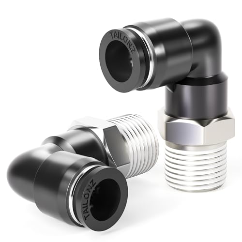 TAILONZ PNEUMATIC Male Elbow 1/4 Inch Tube OD x 3/8 Inch NPT Thread 90 Push to Connect Fittings PL-1/4-N3 (Pack of 10) - size: 1/4''OD 3/8''MNPT