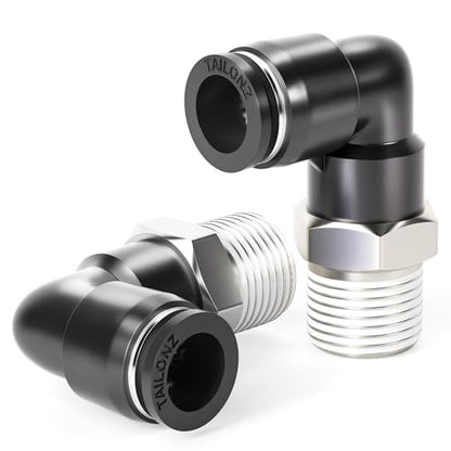 TAILONZ PNEUMATIC Male Elbow 5/16 Inch Tube OD x 1/4 Inch NPT Thread 90 Push to Connect Fittings PL-5/16-N2 (Pack of 10) - size: 5/16''OD 1/4''MNPT