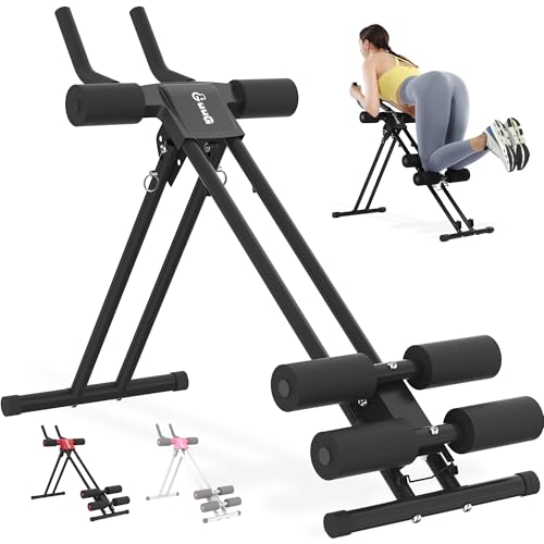 GuuG Ab Machine Ab Trainer Machine : Adjustable Ab Machine for Stomach Workout at Home Gym Ab Workout Foldable Core Strength Training Equipment Home Gym System - style: Black Ab Trainer Machine